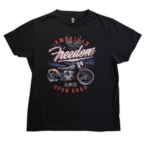 Men/Women Black Distress Motorcycle Graphic T-Shirt Size XL